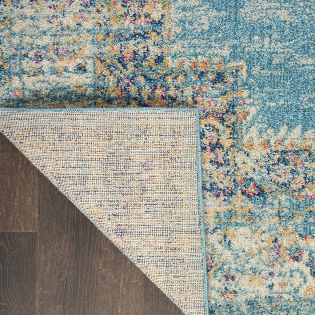 10" Light Blue Southwestern Power Loom Runner Rug