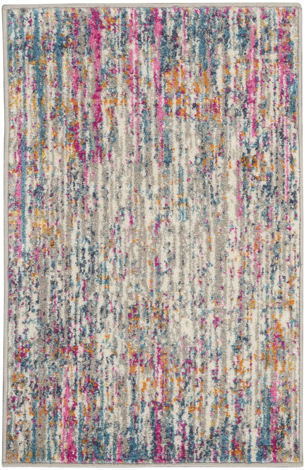 2' X 3' Pink And Ivory Abstract Power Loom Area Rug-385346-1