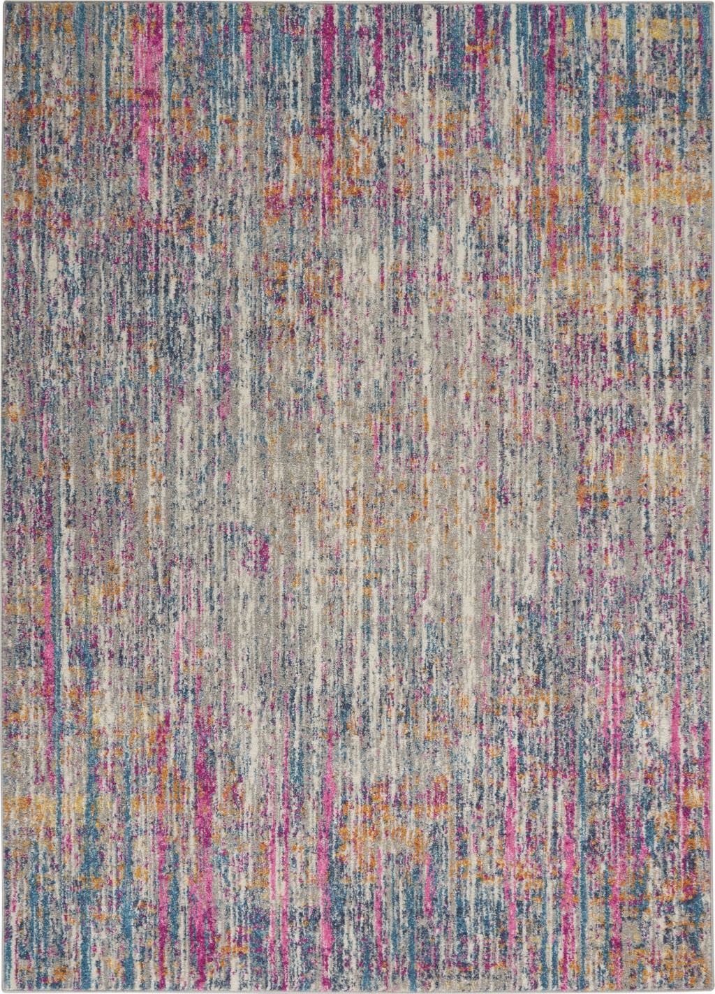5' X 7' Pink And Ivory Abstract Power Loom Area Rug-385352-1