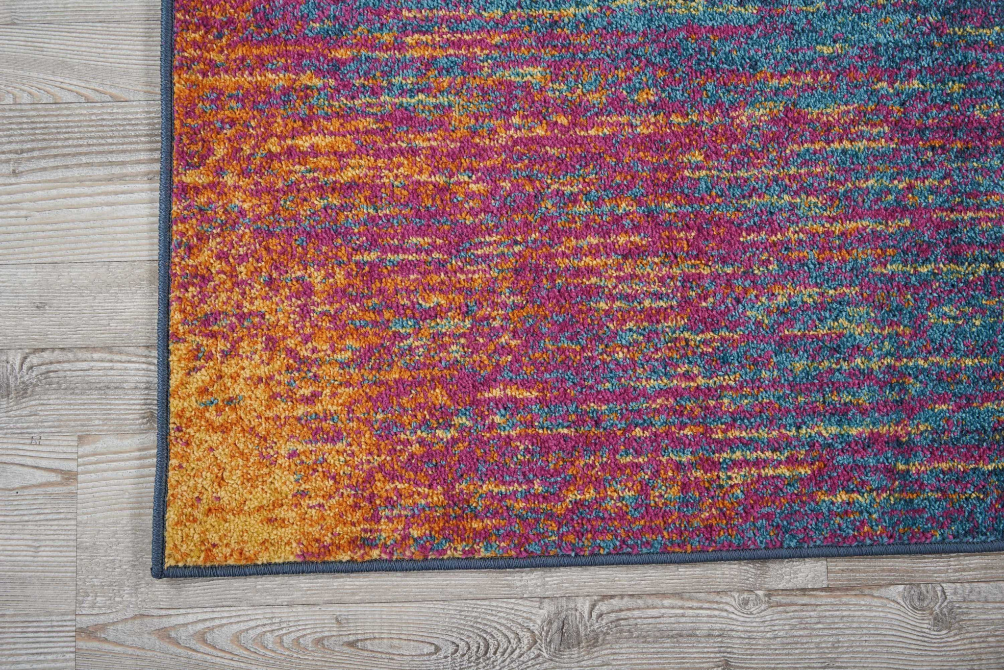 6" Blue And Pink Abstract Power Loom Runner Rug