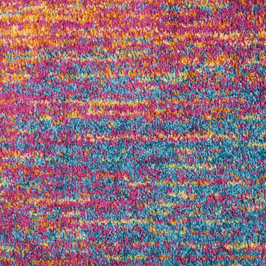 6" Blue And Pink Abstract Power Loom Runner Rug