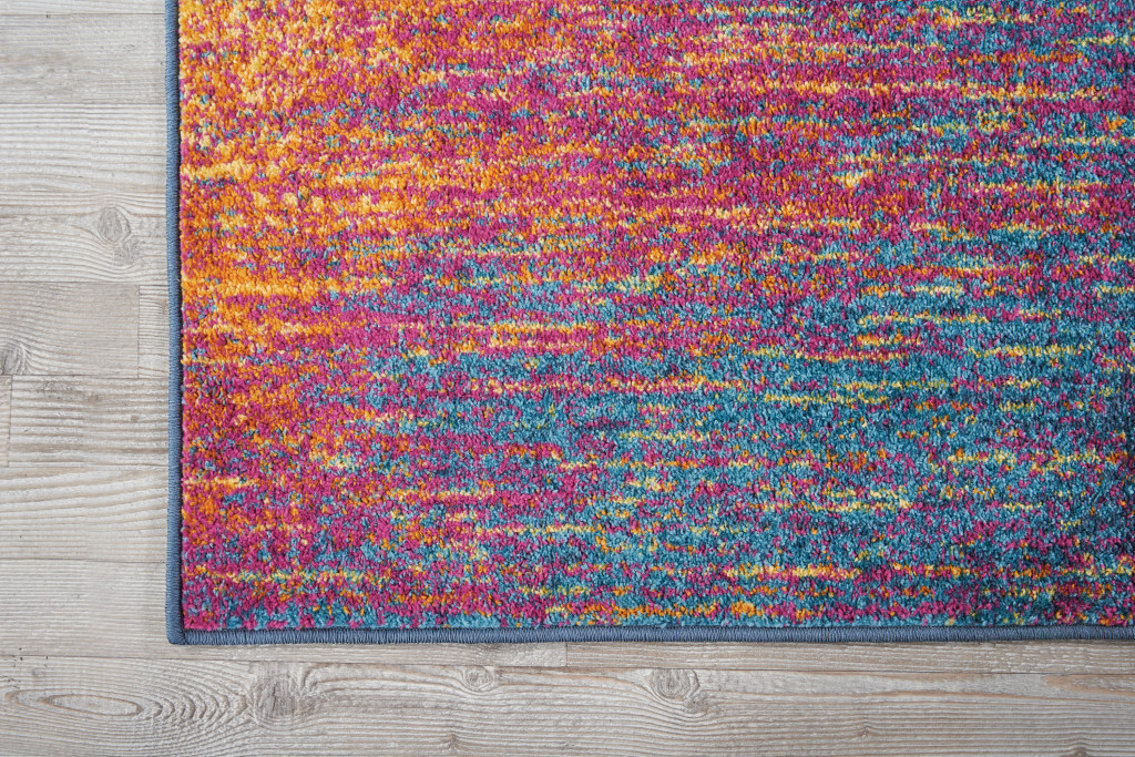 10" Blue And Pink Abstract Power Loom Runner Rug