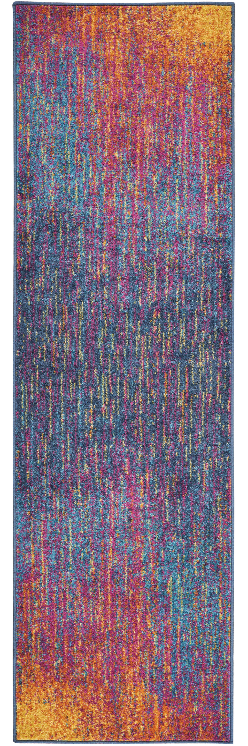 10" Blue And Pink Abstract Power Loom Runner Rug