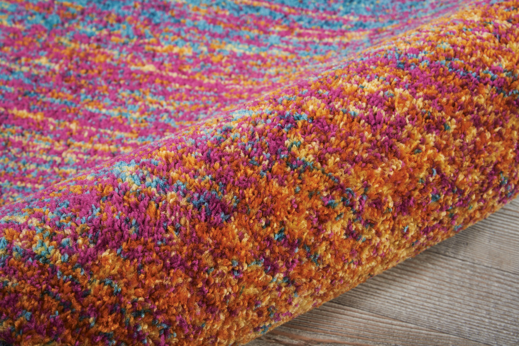 10" Blue And Pink Abstract Power Loom Runner Rug