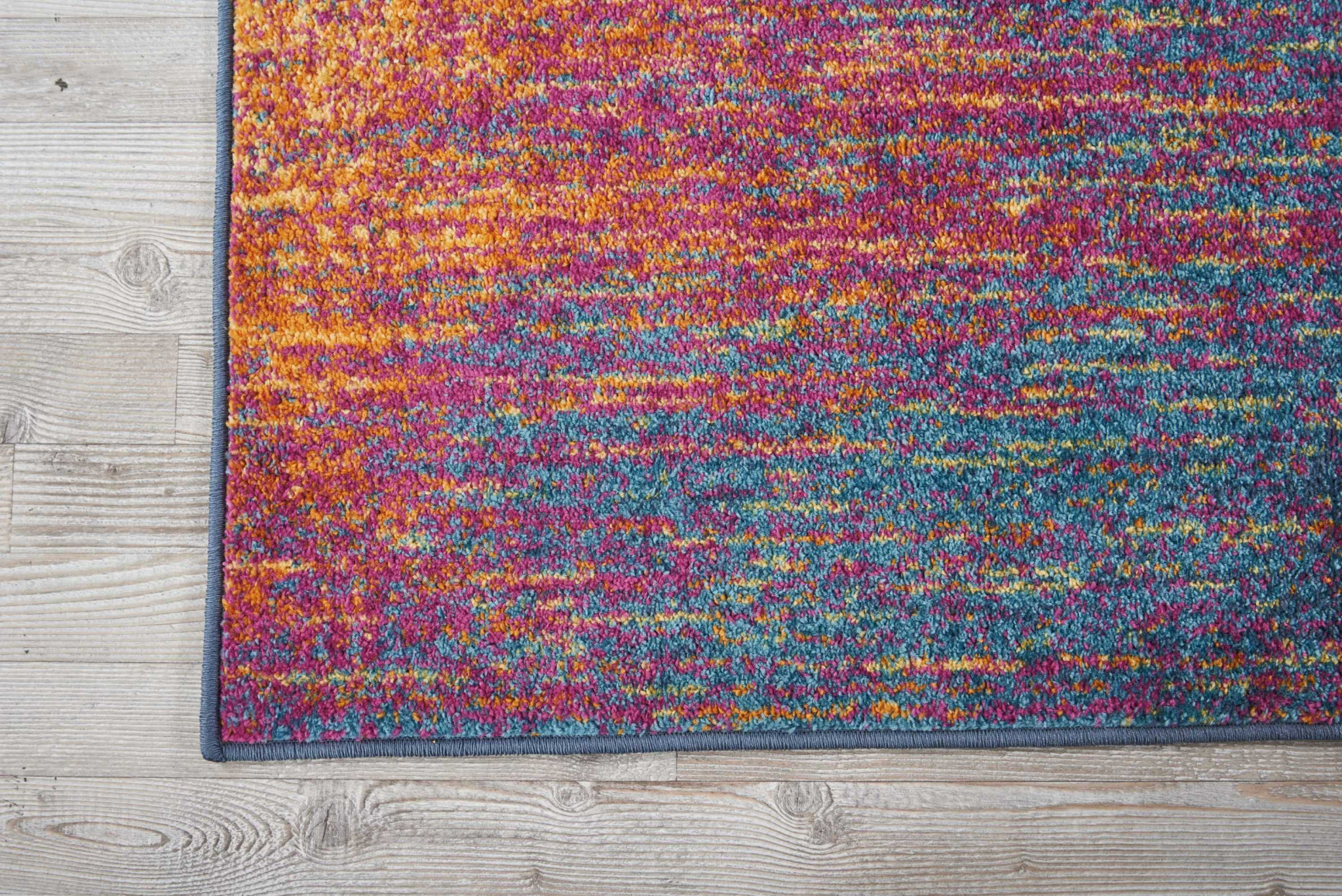 8" Blue And Pink Abstract Power Loom Runner Rug