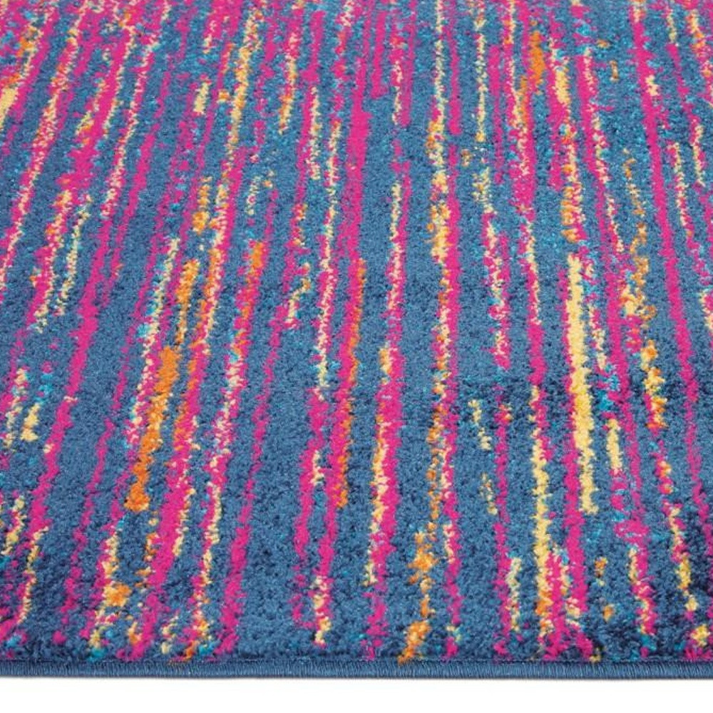 4" X 6" Blue And Pink Abstract Power Loom Area Rug