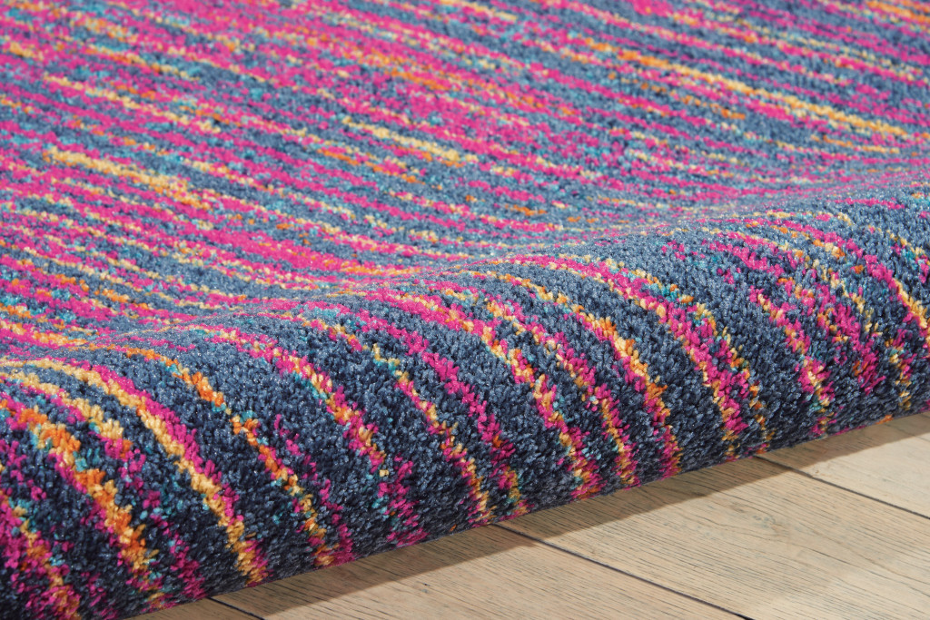 4" X 6" Blue And Pink Abstract Power Loom Area Rug