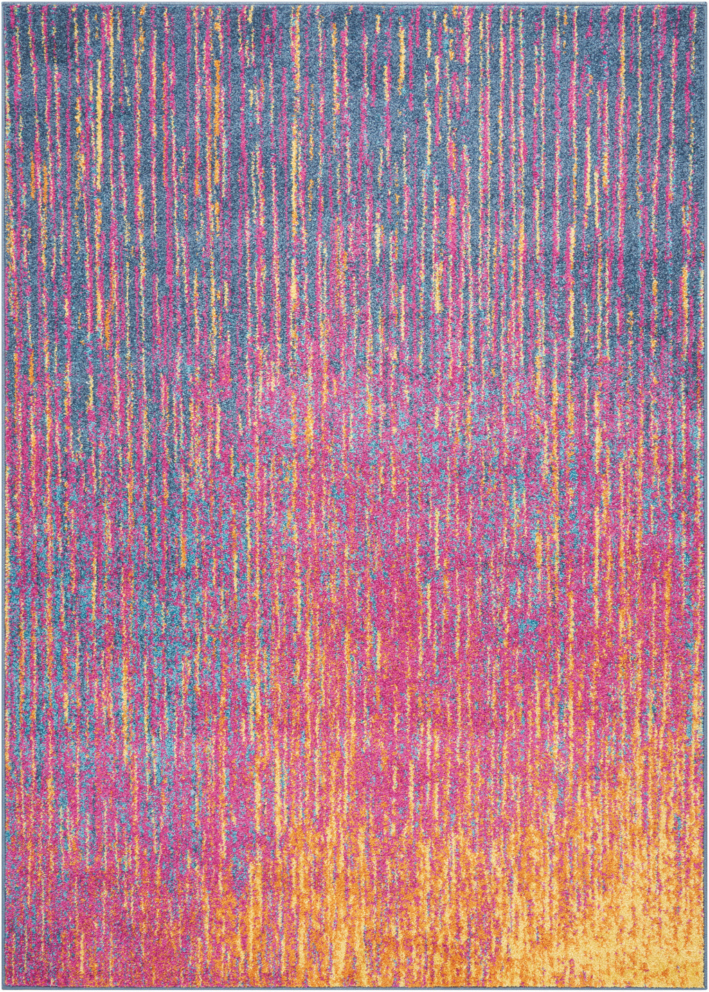 4" X 6" Blue And Pink Abstract Power Loom Area Rug