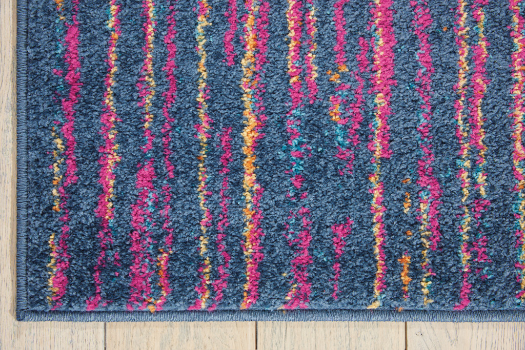 4" X 6" Blue And Pink Abstract Power Loom Area Rug