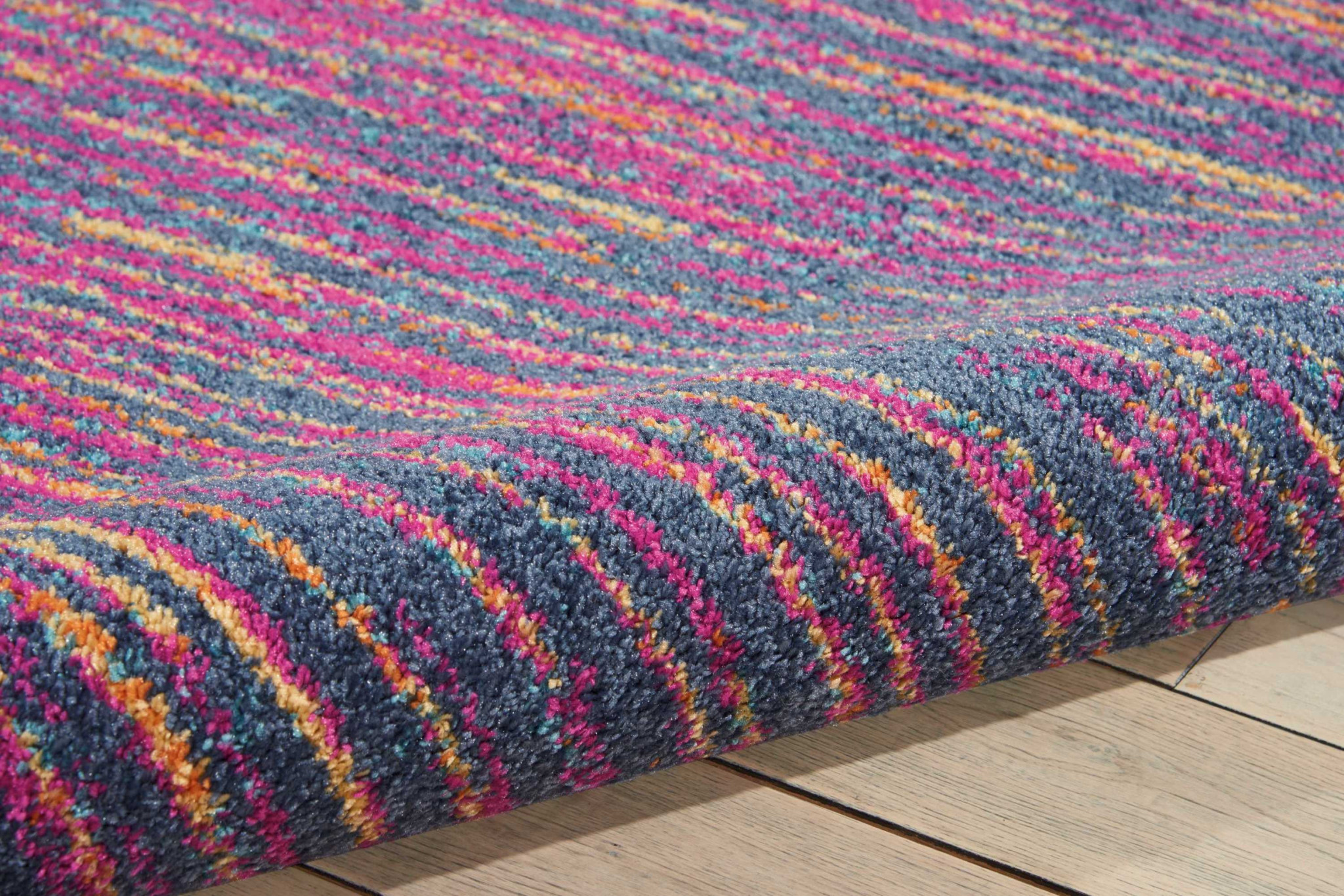 7" X 10" Blue And Pink Abstract Power Loom Area Rug