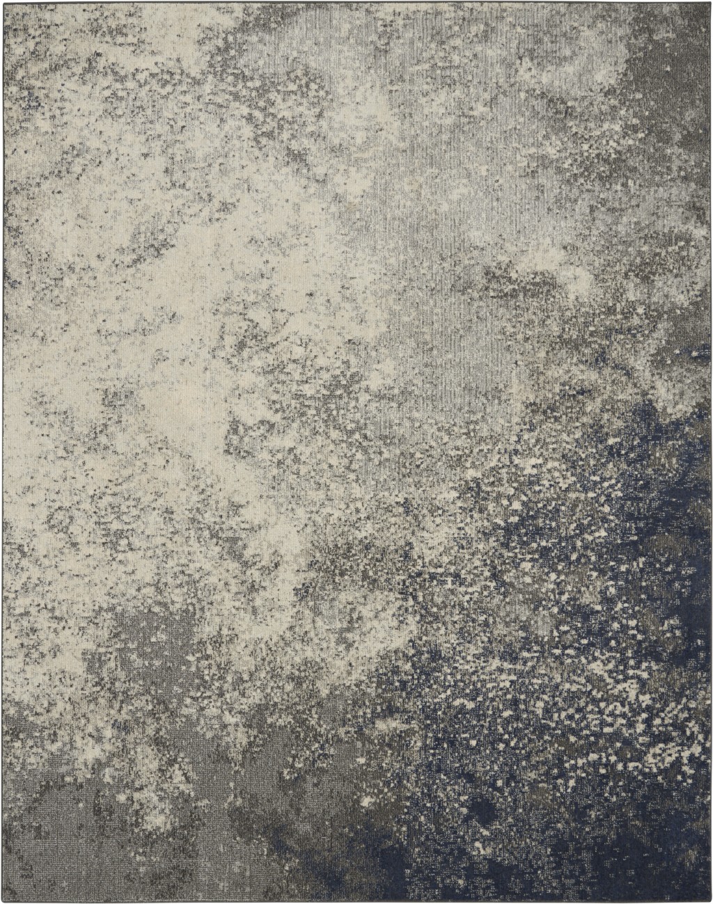 7' X 10' Gray And Ivory Abstract Power Loom Area Rug-385364-1