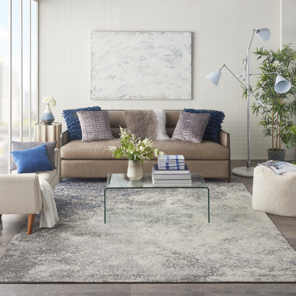 8' X 10' Gray And Ivory Abstract Area Rug-385365-1