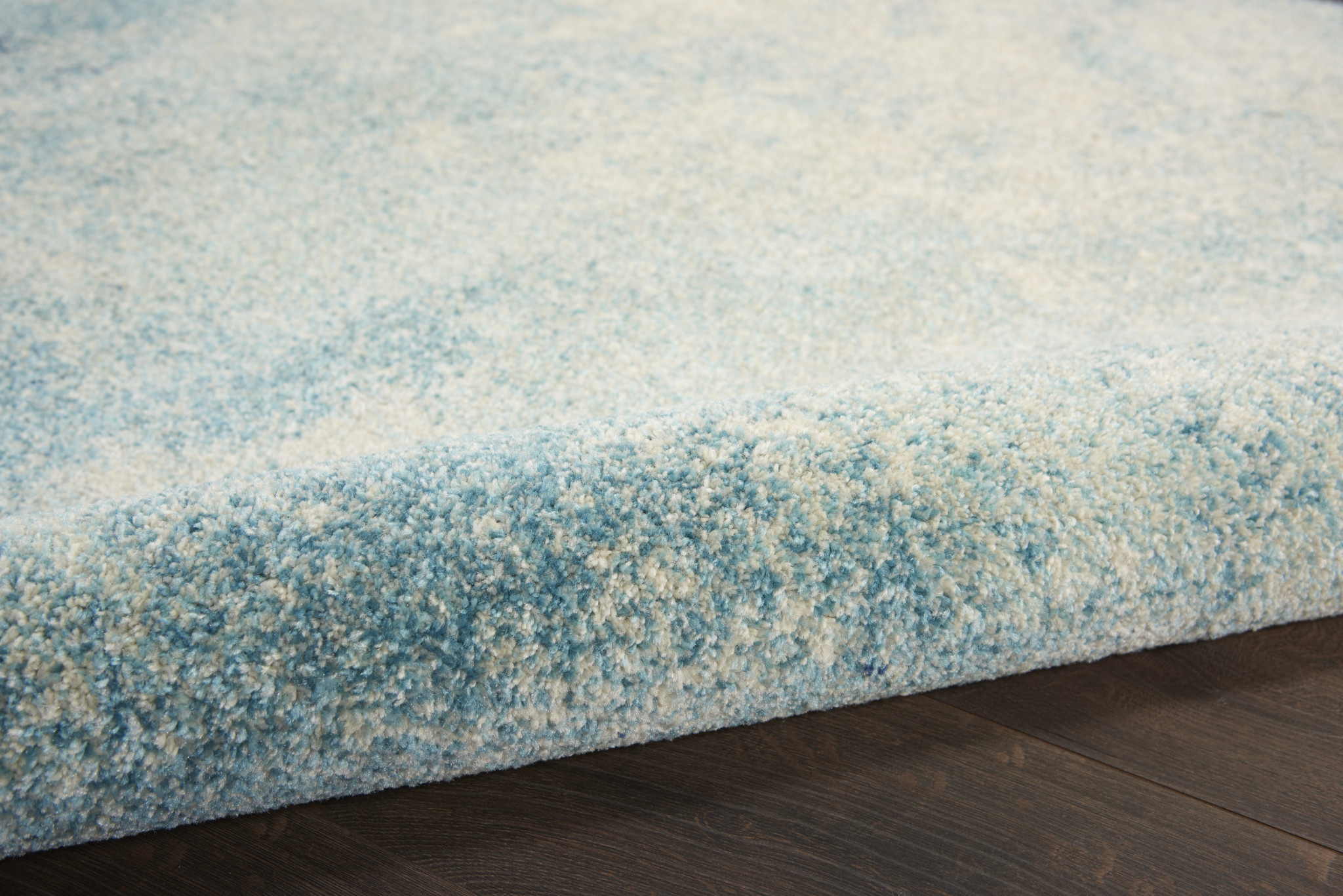 6" Ivory And Blue Abstract Power Loom Runner Rug