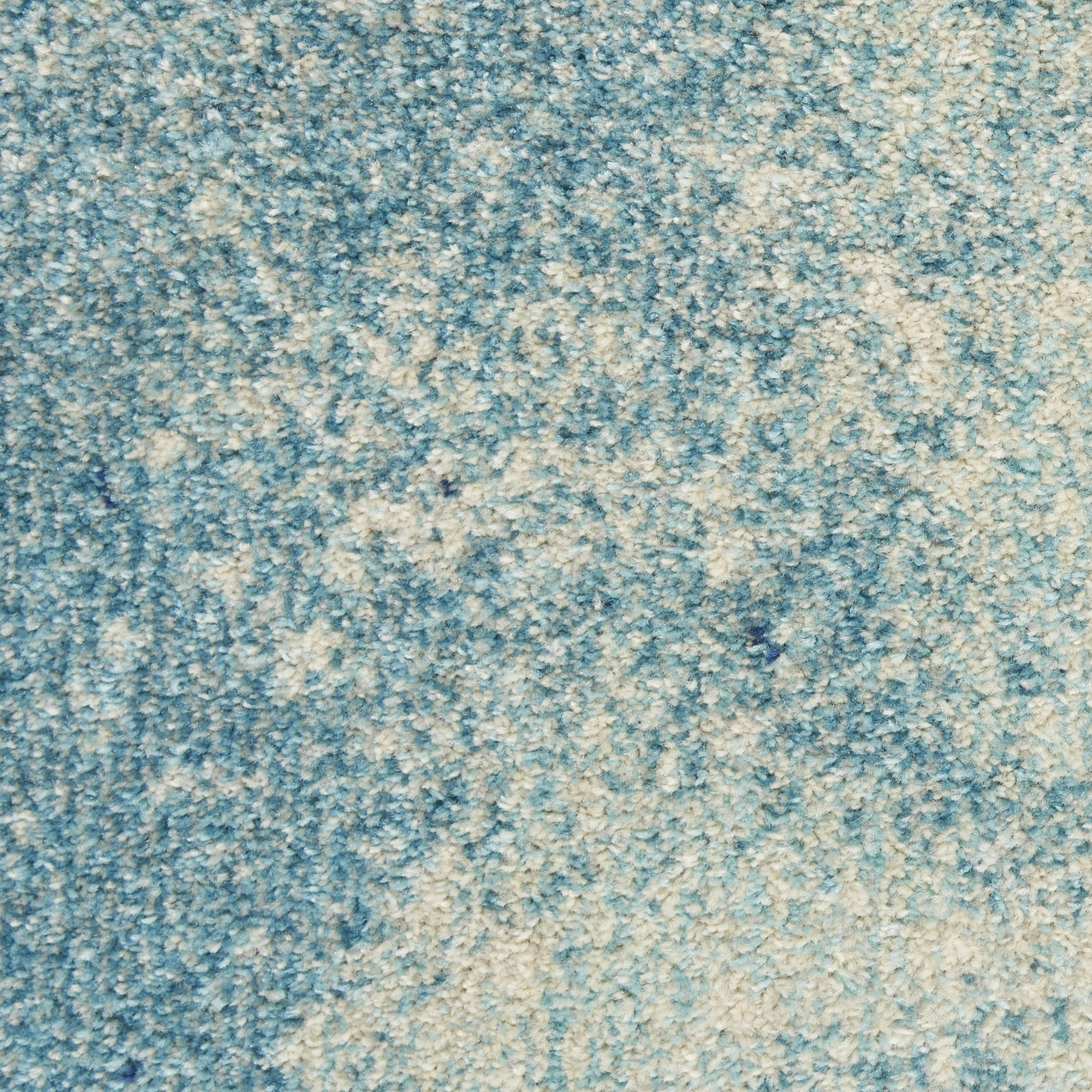 6" Ivory And Blue Abstract Power Loom Runner Rug