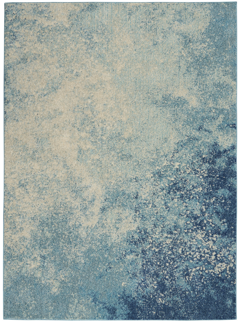 4" X 6" Ivory And Blue Abstract Power Loom Area Rug