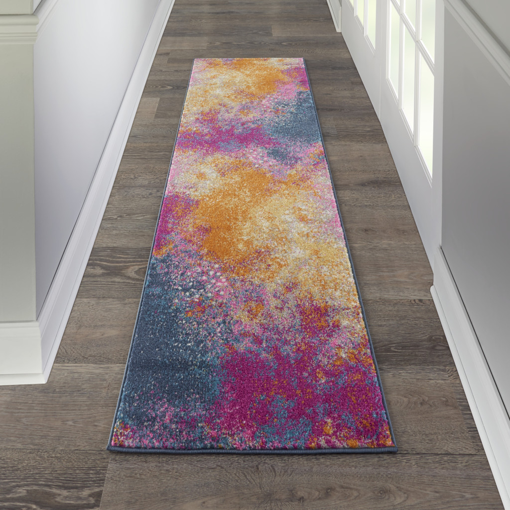8" Sunset Abstract Power Loom Runner Rug