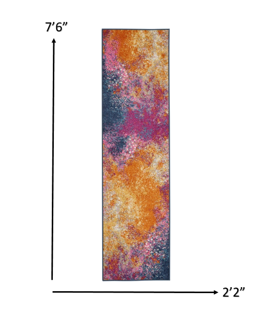 8" Sunset Abstract Power Loom Runner Rug
