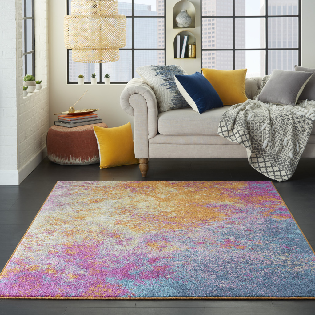 4" X 6" Sunset Abstract Power Loom Area Rug