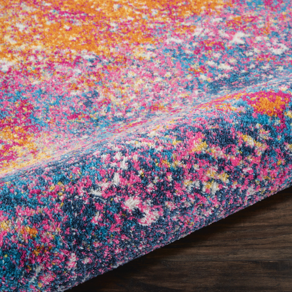 4" Sunset Round Abstract Power Loom Area Rug