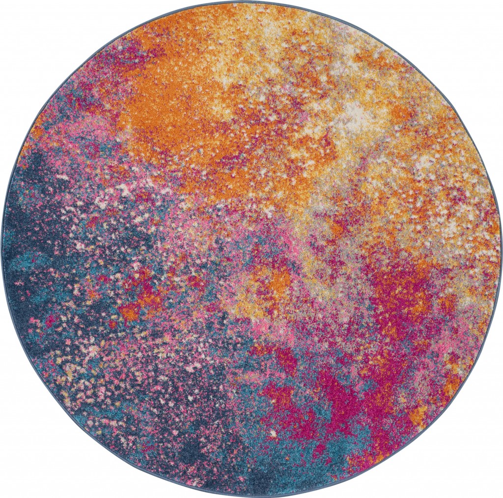 5' Sunset Round Abstract Power Loom Area Rug-385380-1