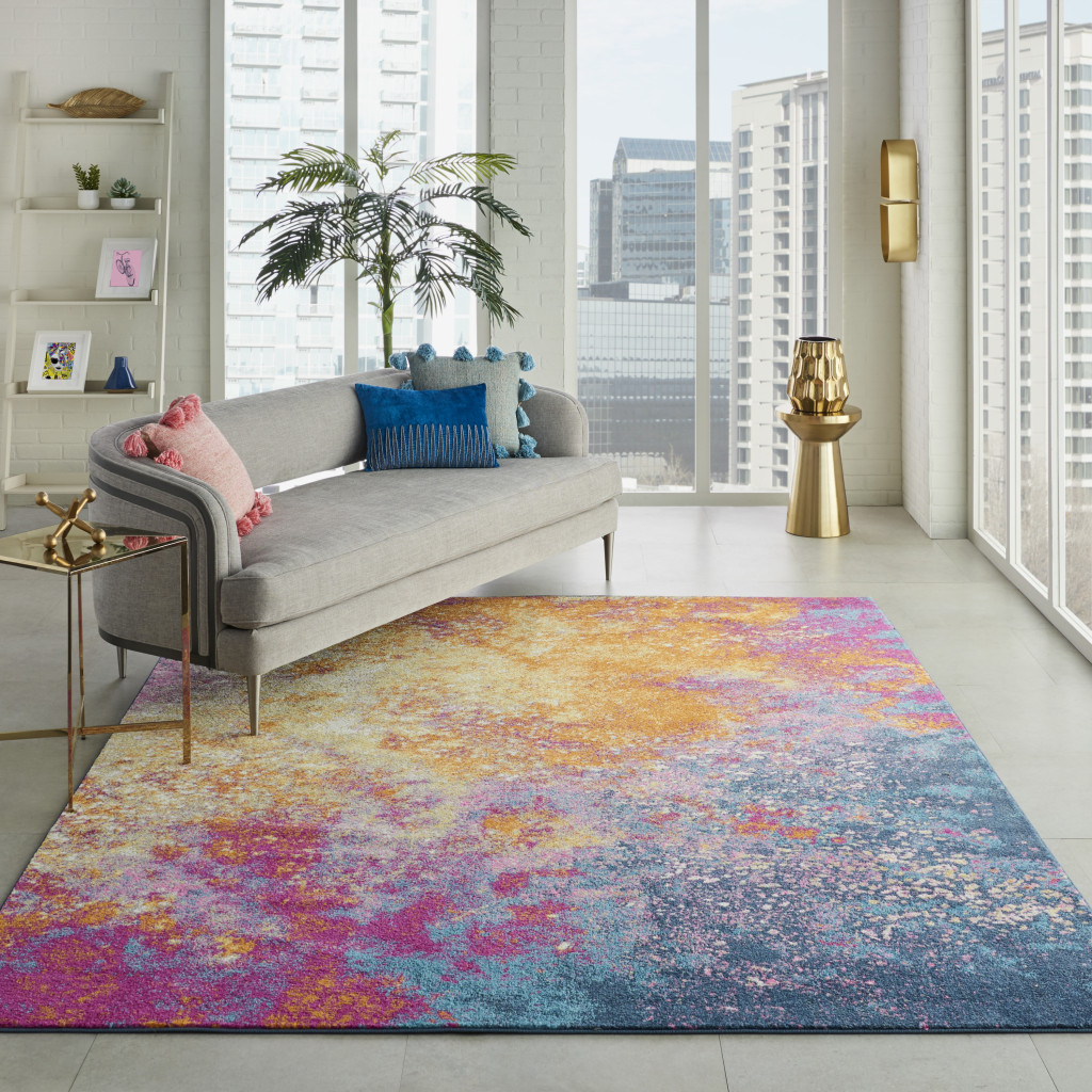 7" X 10" Sunset Abstract Power Loom Area Rug