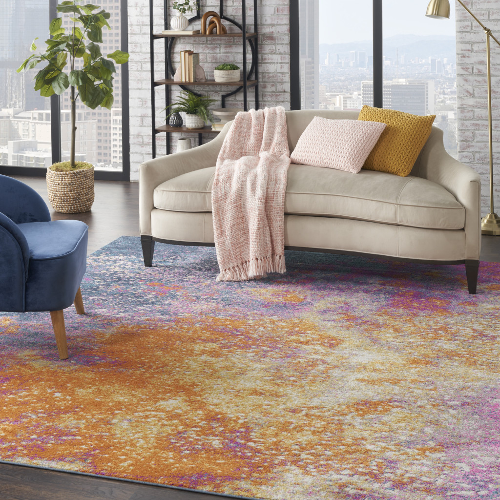 8" X 10" Sunset Abstract Power Loom Area Rug