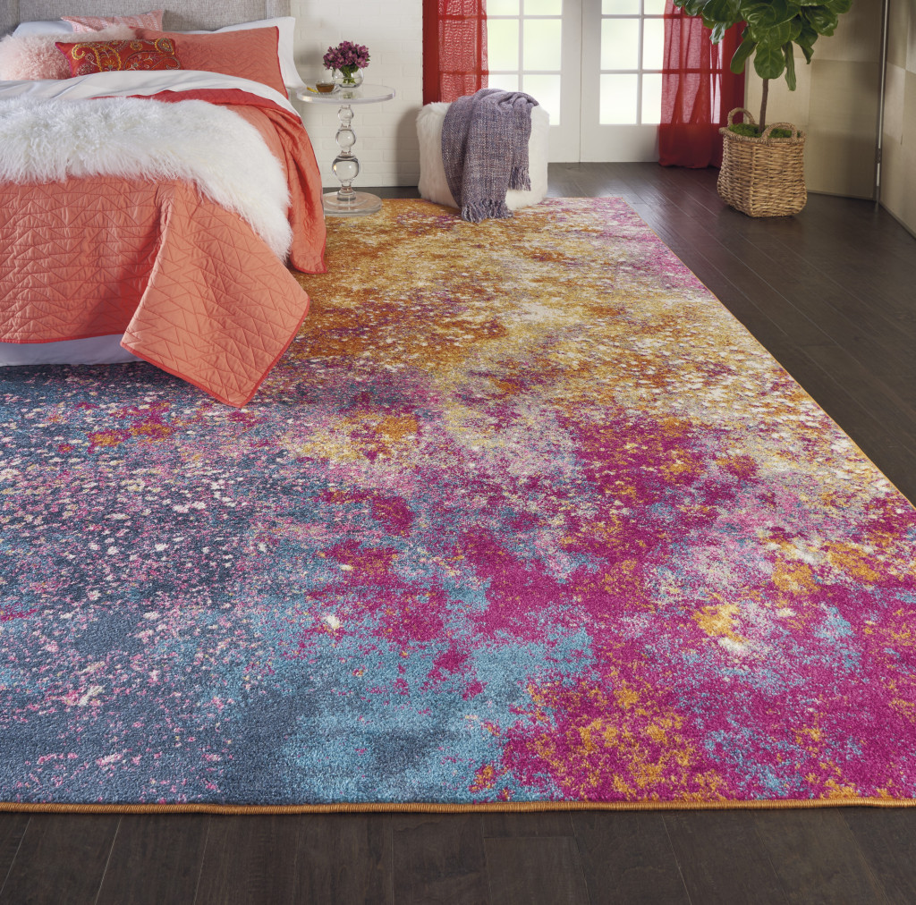 8" X 10" Sunset Abstract Power Loom Area Rug