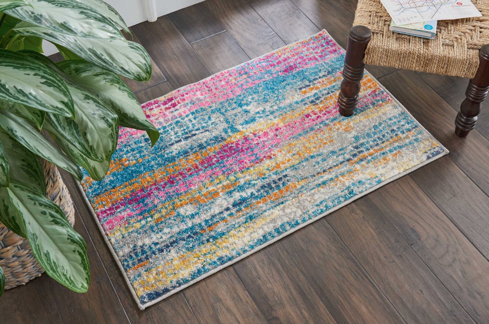 2 x 3 Gray Colorful Abstract Stripes Scatter Rug