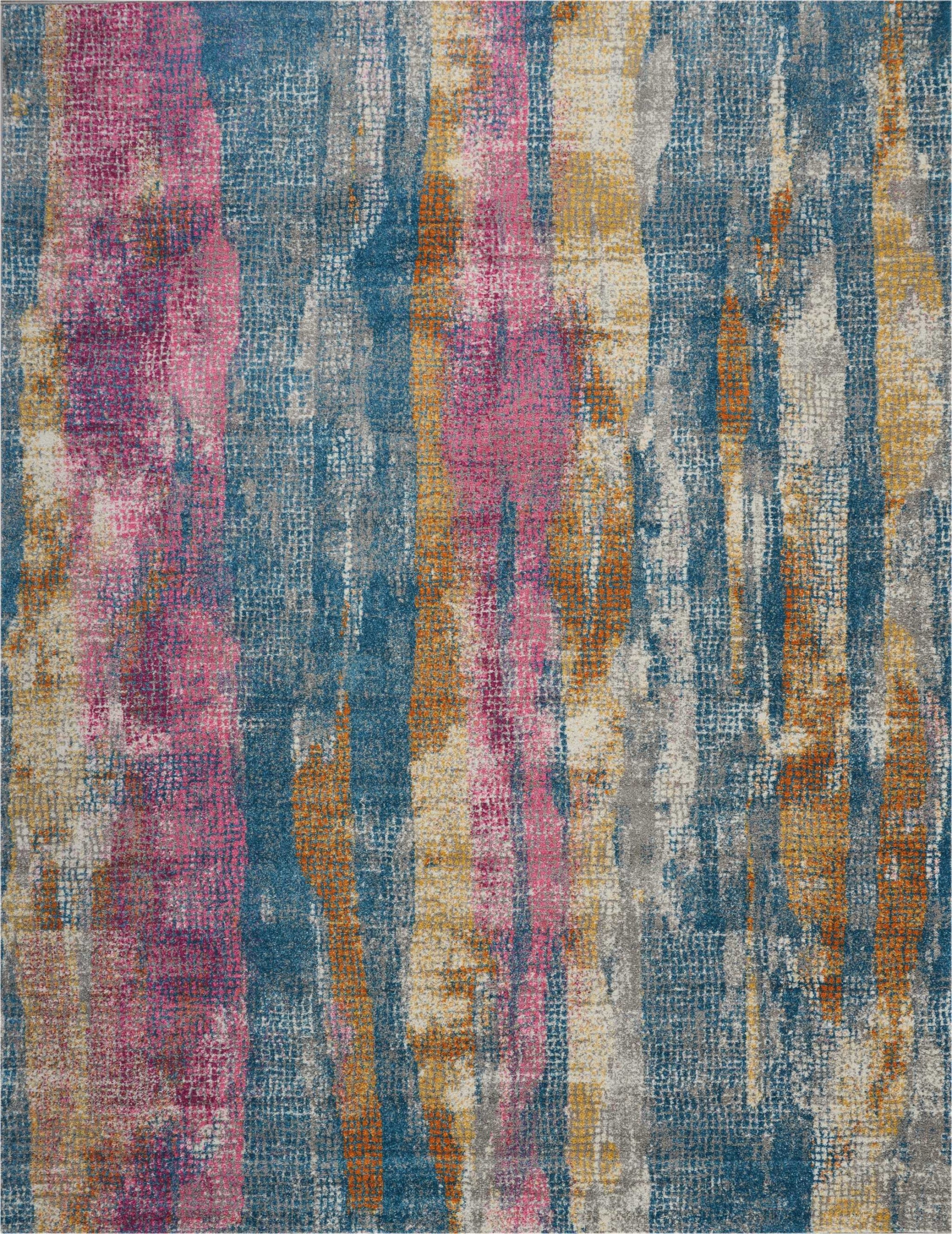 8' X 10' Pink And Blue Abstract Power Loom Area Rug-385397-1