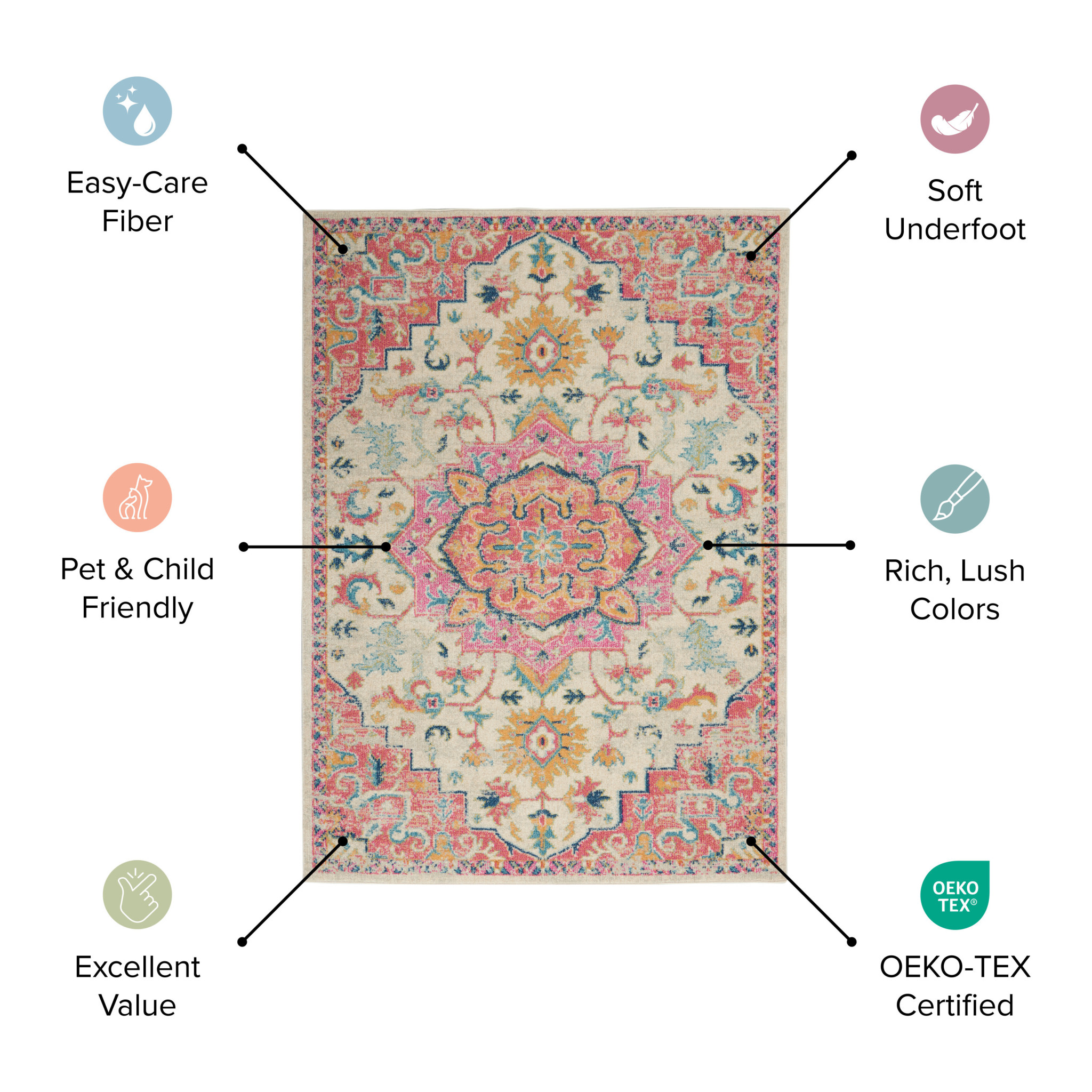 2" X 3" Blue And Gray Floral Power Loom Area Rug