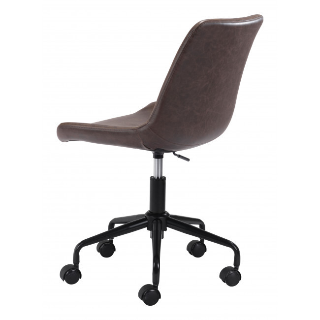 Modern Brown Faux Leather Rolling Office Chair
