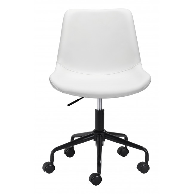 Modern White Faux Leather Rolling Office Chair