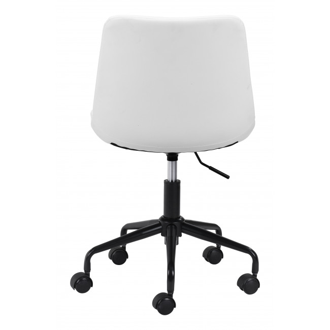 Modern White Faux Leather Rolling Office Chair