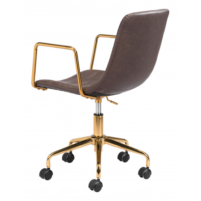 Brown and Gold Rolling Swivel Office Chair