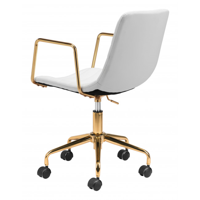 White and Gold Rolling Swivel Office Chair