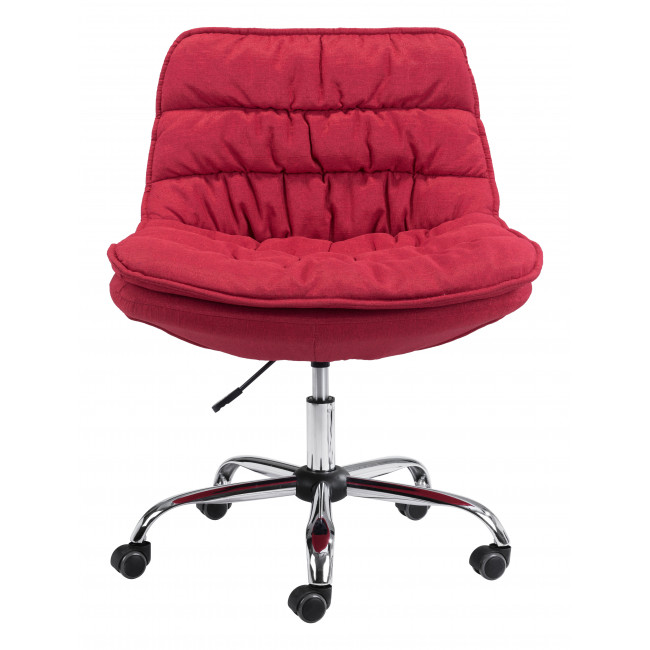 Red Plush Armless Rolling Office Chair