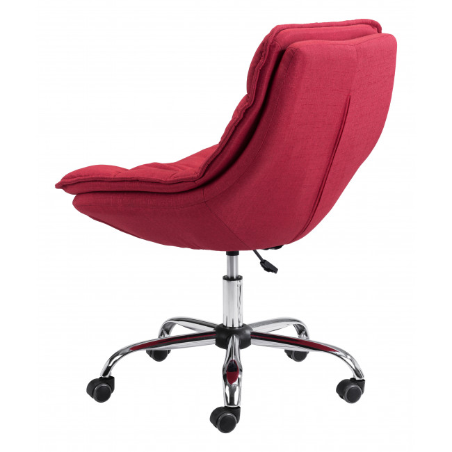 Red Plush Armless Rolling Office Chair