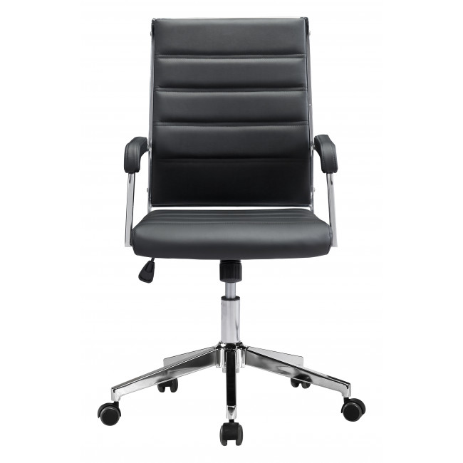 Black Channeled Faux Leather Rolling Office Chair