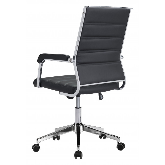 Black Channeled Faux Leather Rolling Office Chair