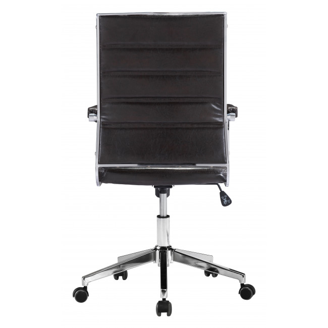 Brown Channeled Faux Leather Rolling Office Chair