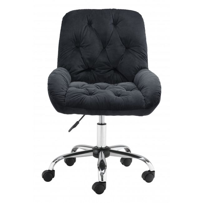 Extra Comfy Black Velvet Rolling Office Chair