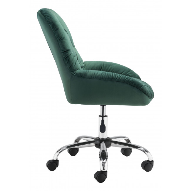 Extra Comfy Green Velvet Rolling Office Chair