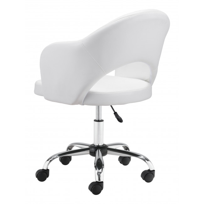 White Faux Leather Curved Open Back Office Chair