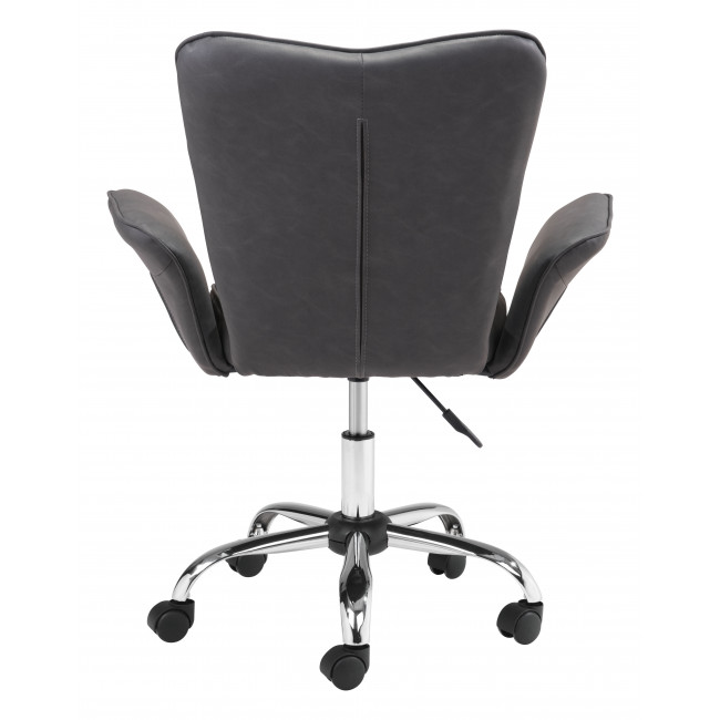Gray Faux Leather Flared Arms Swivel Office Chair
