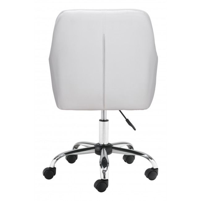 White Faux Leather Upholstered Stylish Office Chair