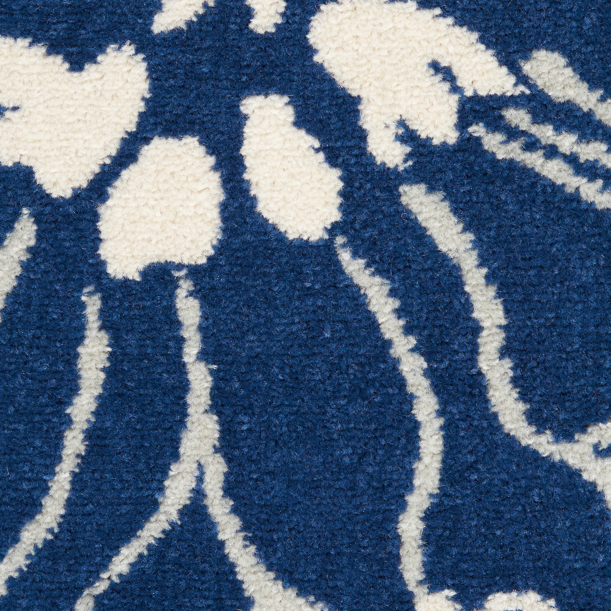5" Blue And Ivory Round Floral Dhurrie Area Rug