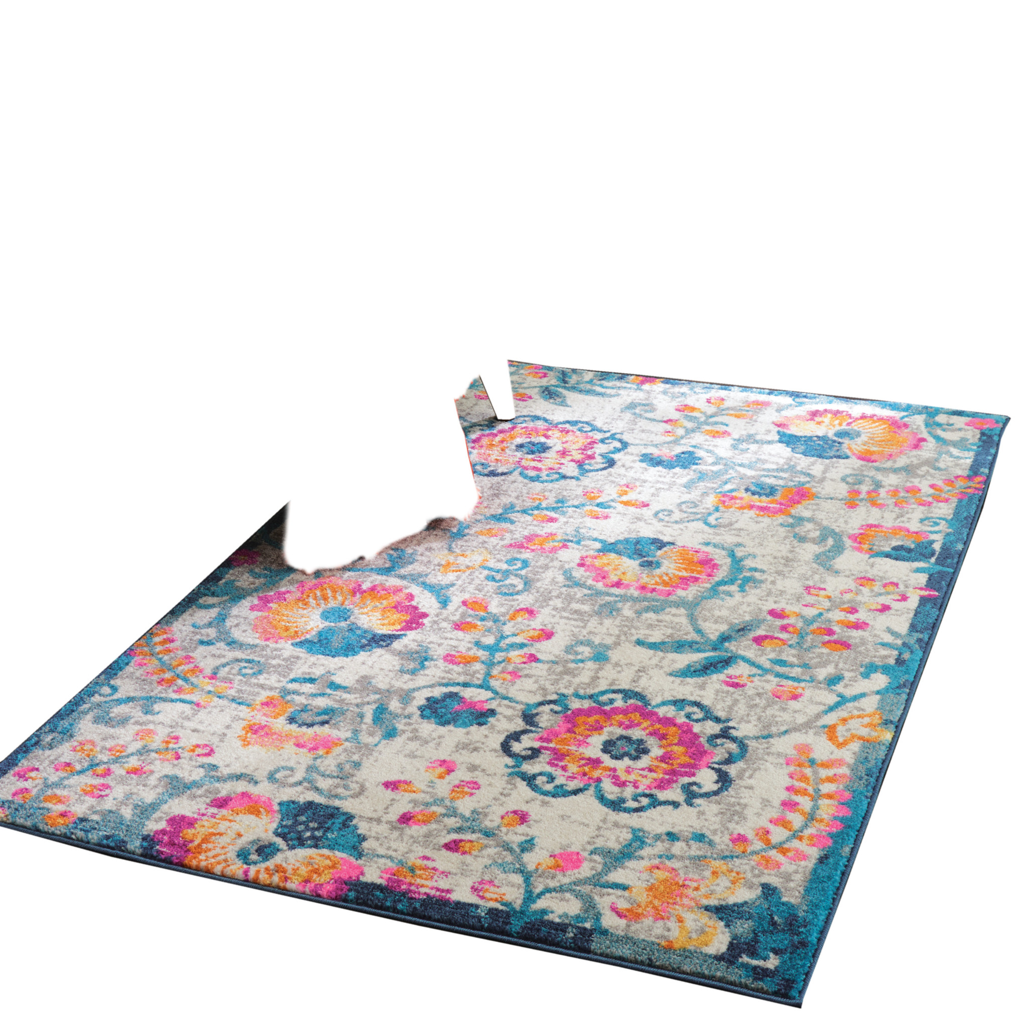 4" X 6" Ivory Floral Dhurrie Area Rug