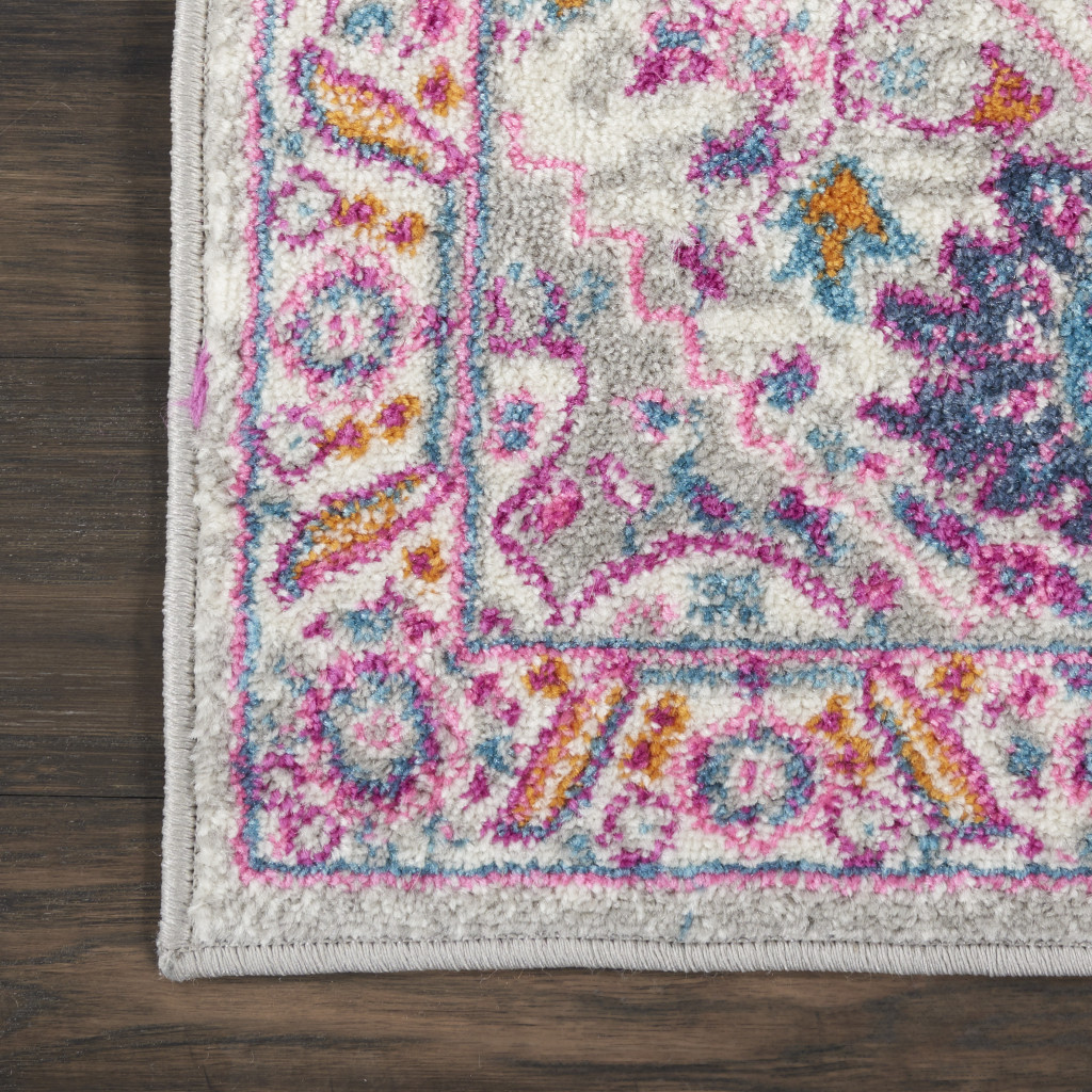 2" X 3" Pink And Gray Power Loom Area Rug