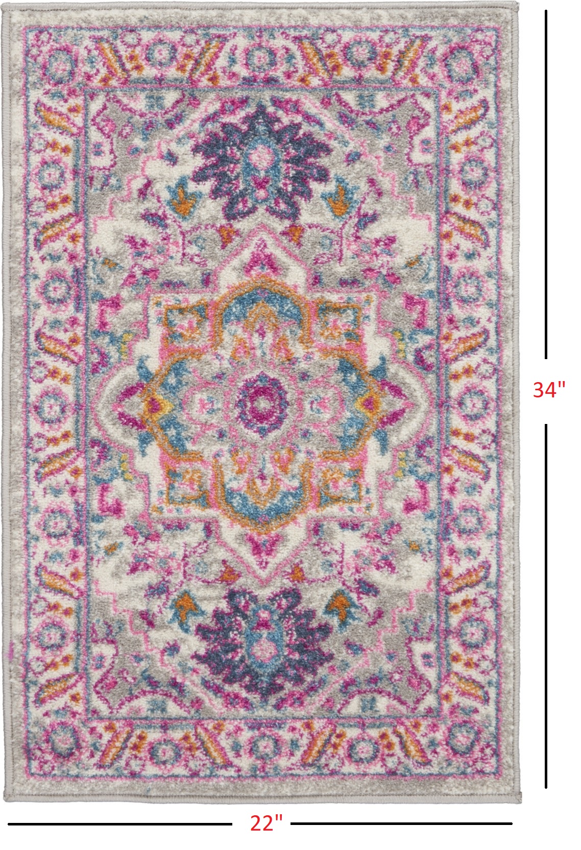 2" X 3" Pink And Gray Power Loom Area Rug