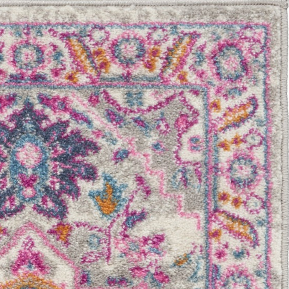 2" X 3" Pink And Gray Power Loom Area Rug